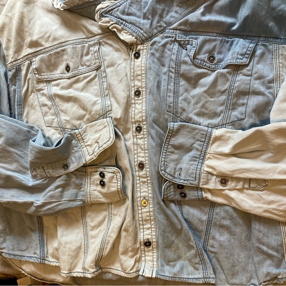 Free People Daisy Baby Patchwork Denim Top with Wide Collar and Ruffle Detail - Picture 3 of 13